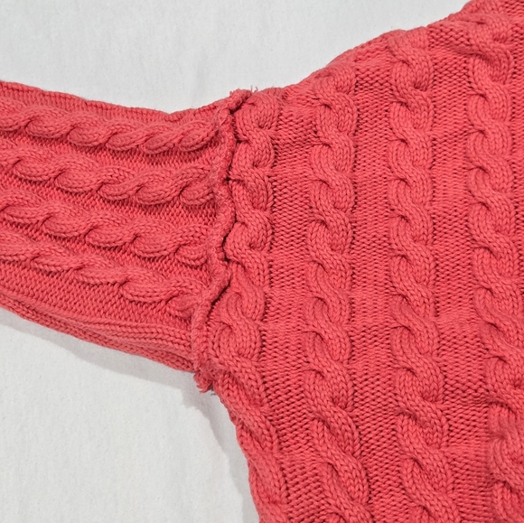 Free People Tuesday Cable Crop K Knit Sweater in pink/red - Picture 5 of 7
